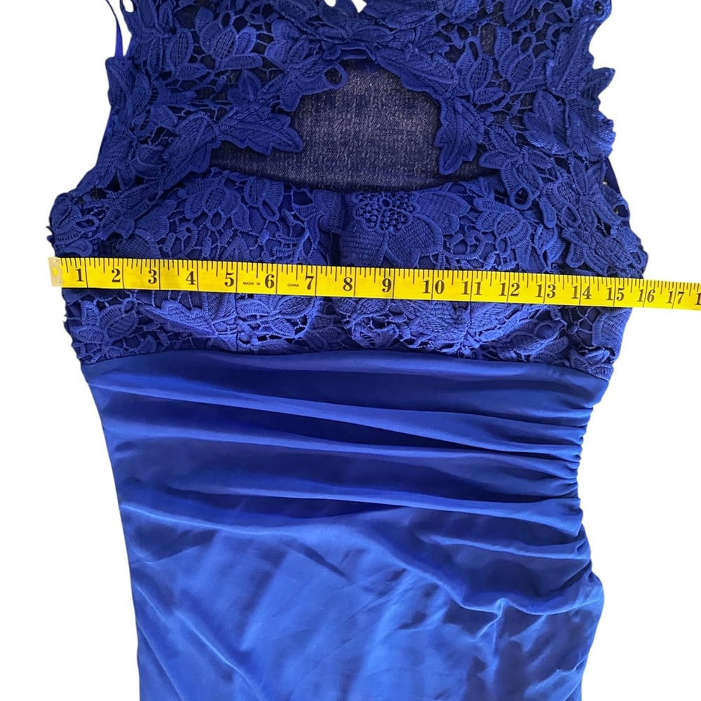 Blue Ruched Ruffled Maxi Gown - Picture 5 of 9
